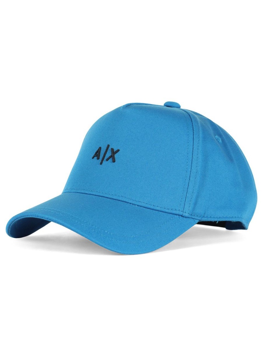 Uomo ARMANI EXCHANGE | Cappello In Cotone Con Ricamo Logo Azzurro