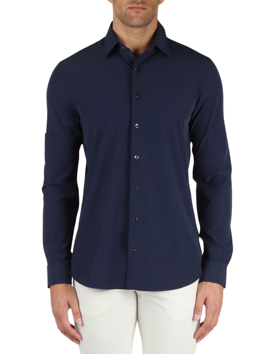 Uomo MICHAEL MICHAEL KORS | Camicia Slim Fit In Tessuto Stretch Blu Scuro