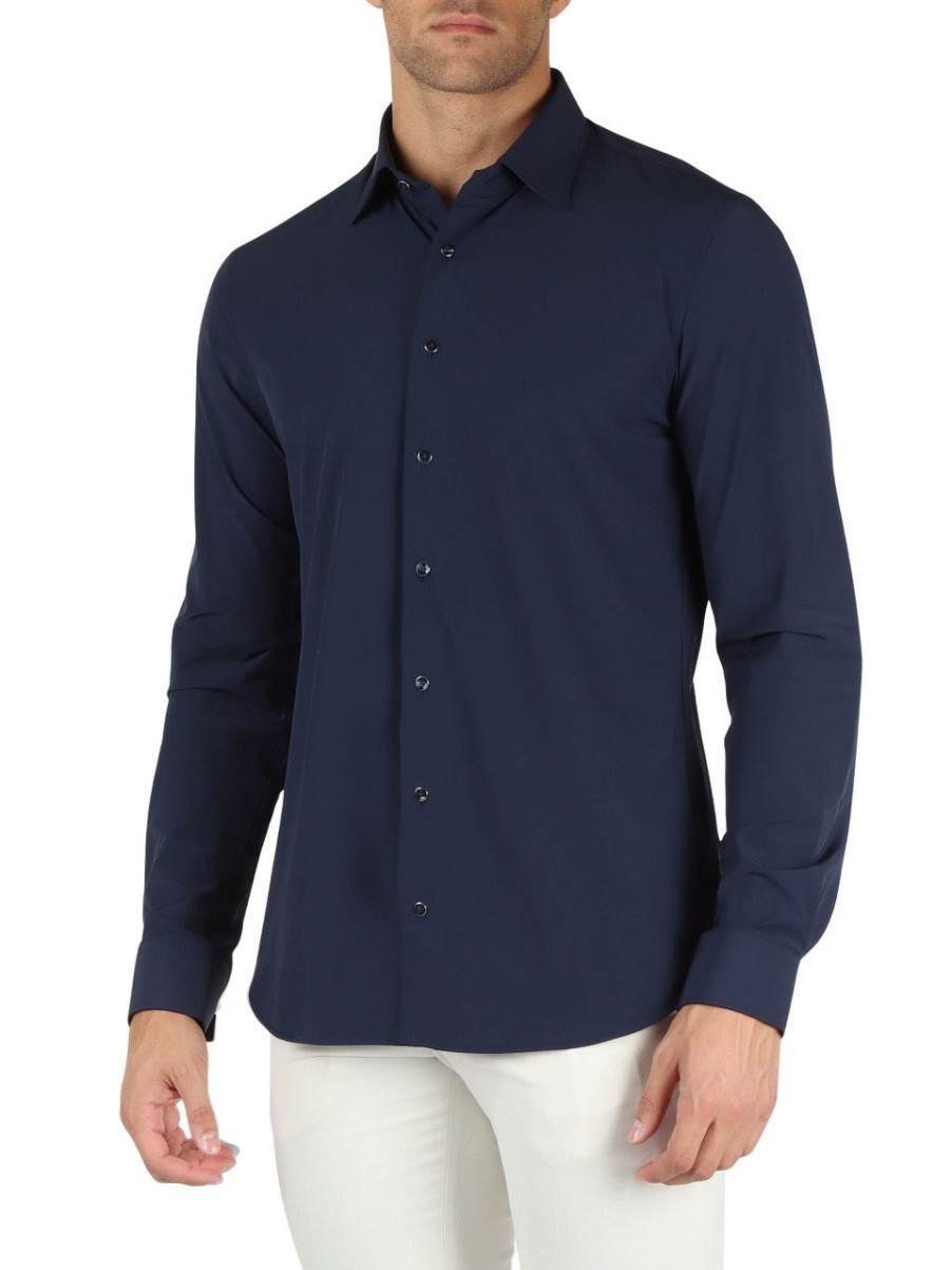 Uomo MICHAEL MICHAEL KORS | Camicia Slim Fit In Tessuto Stretch Blu Scuro