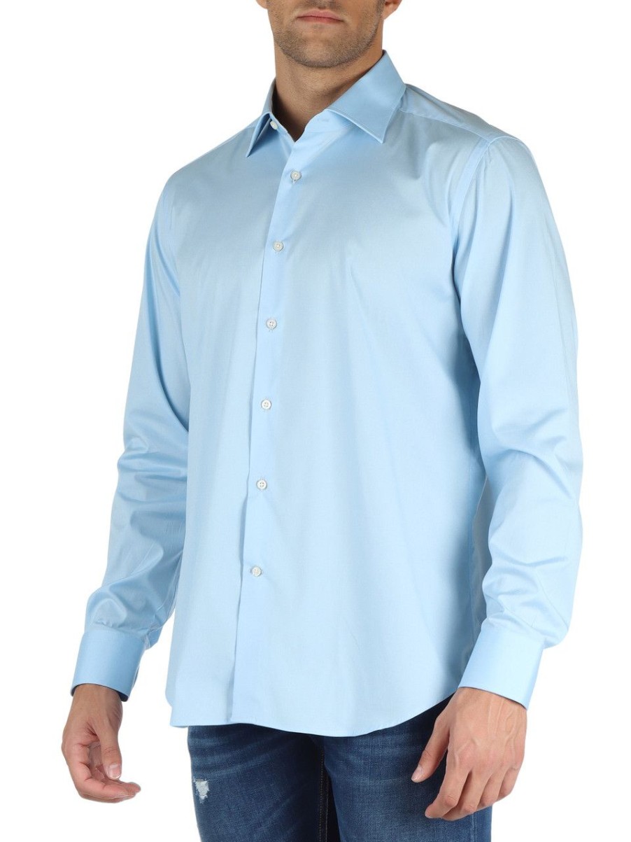 Uomo GHIRARDELLI | Camicia In Cotone Stretch Celeste