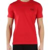 Uomo EA7 | T-Shirt In Cotone Con Stampa Logo Gommata Rosso