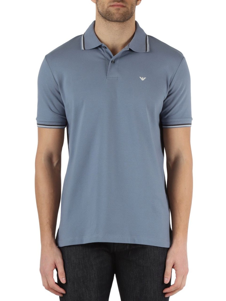 Uomo EMPORIO ARMANI | Polo In Cotone Piquet Stretch Essential Carta Da Zucchero