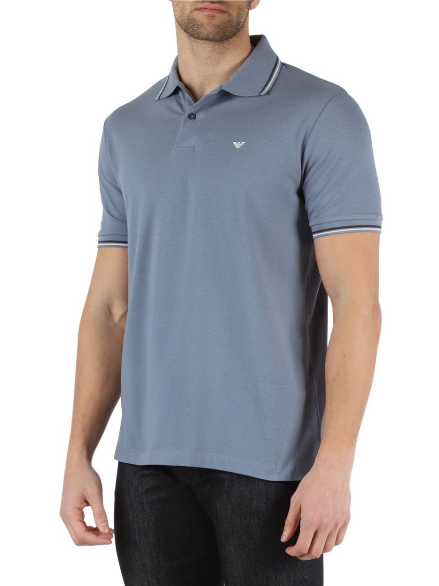 Uomo EMPORIO ARMANI | Polo In Cotone Piquet Stretch Essential Carta Da Zucchero