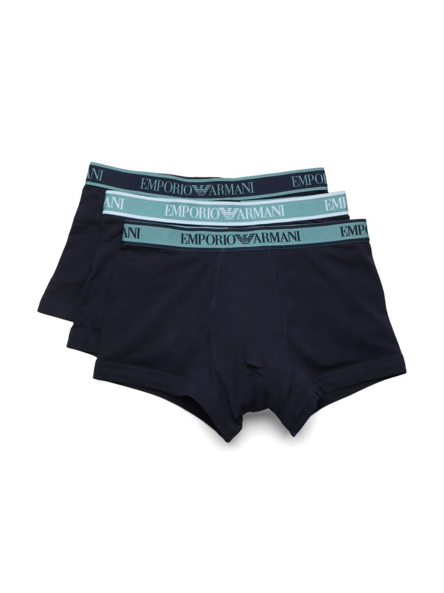 Uomo EMPORIO ARMANI | Il Set Comprende Tre Paia Di Parigamba In Cotone Stretch Blu Scuro