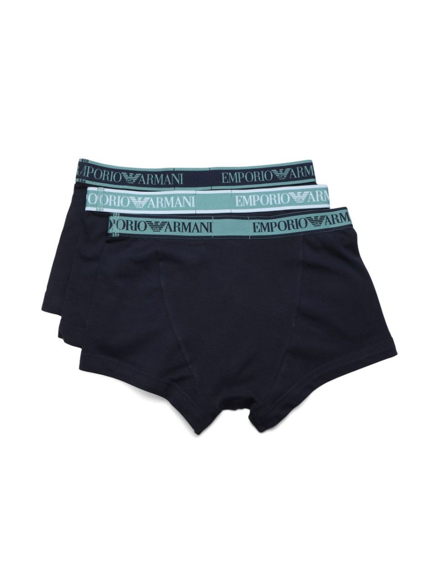 Uomo EMPORIO ARMANI | Il Set Comprende Tre Paia Di Parigamba In Cotone Stretch Blu Scuro