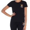 Donna MOSCHINO UNDERWEAR | T-Shirt In Cotone Stretch Con Stampa Logo Nero