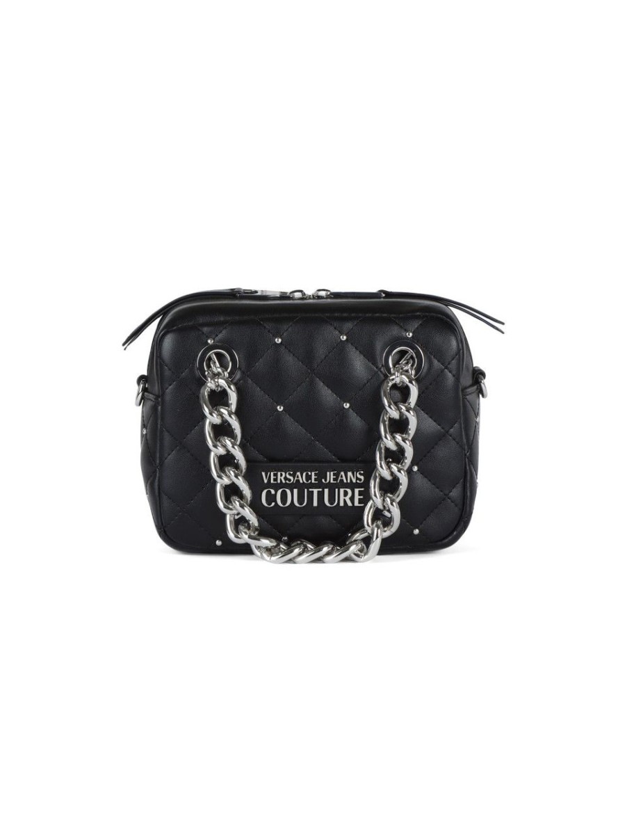 Donna VERSACE JEANS COUTURE | Borsa A Mano Trapuntata Con Mini Borchie Nero