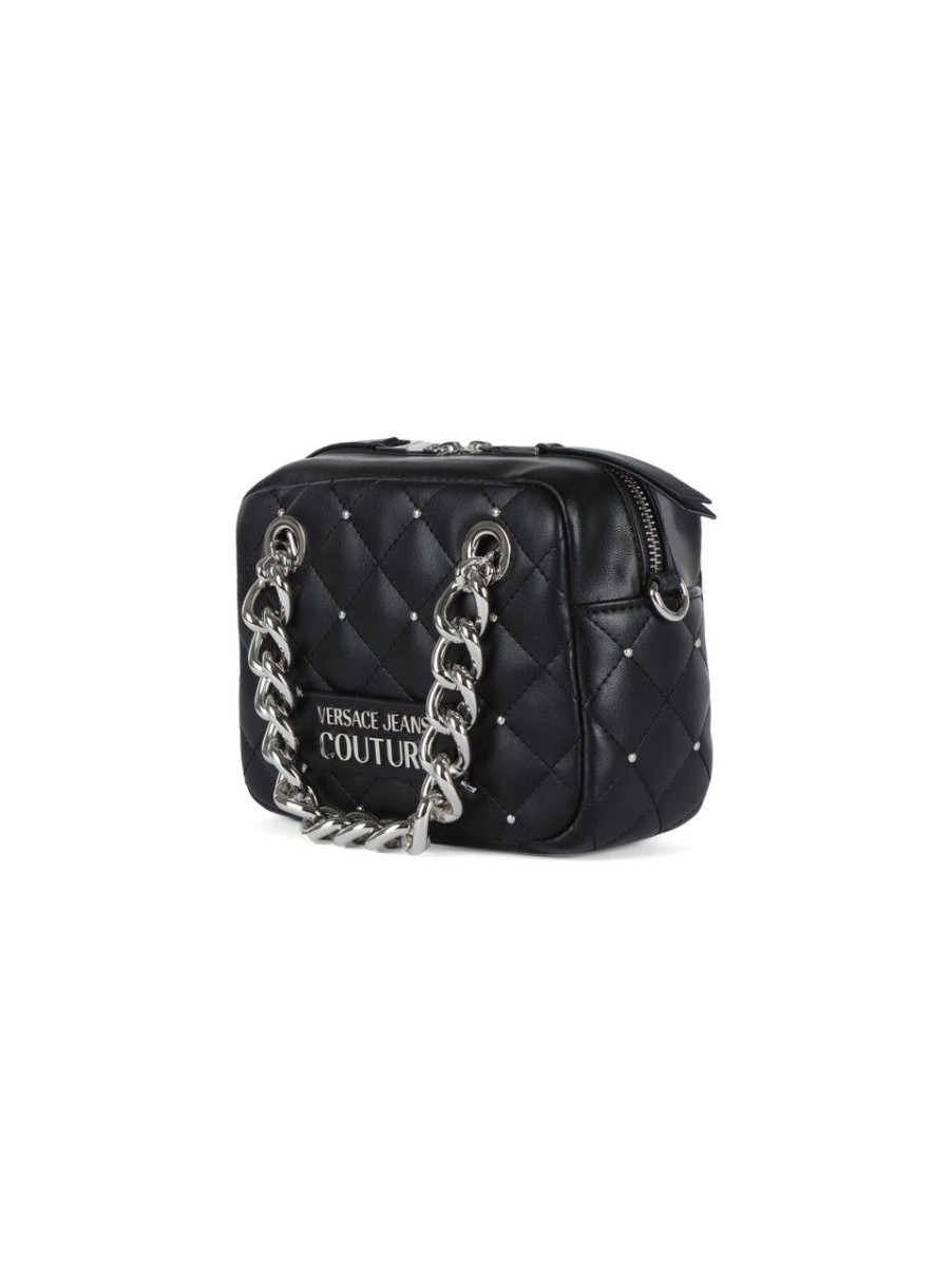 Donna VERSACE JEANS COUTURE | Borsa A Mano Trapuntata Con Mini Borchie Nero