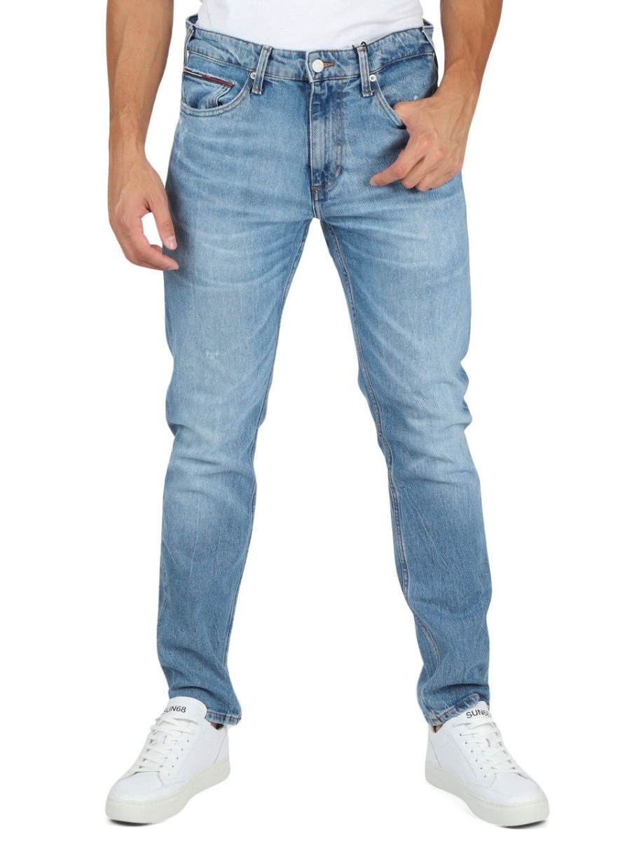 Uomo TOMMY JEANS | Pantalone Jeans Cinque Tasche Scanton Slim Fit Blu Chiaro