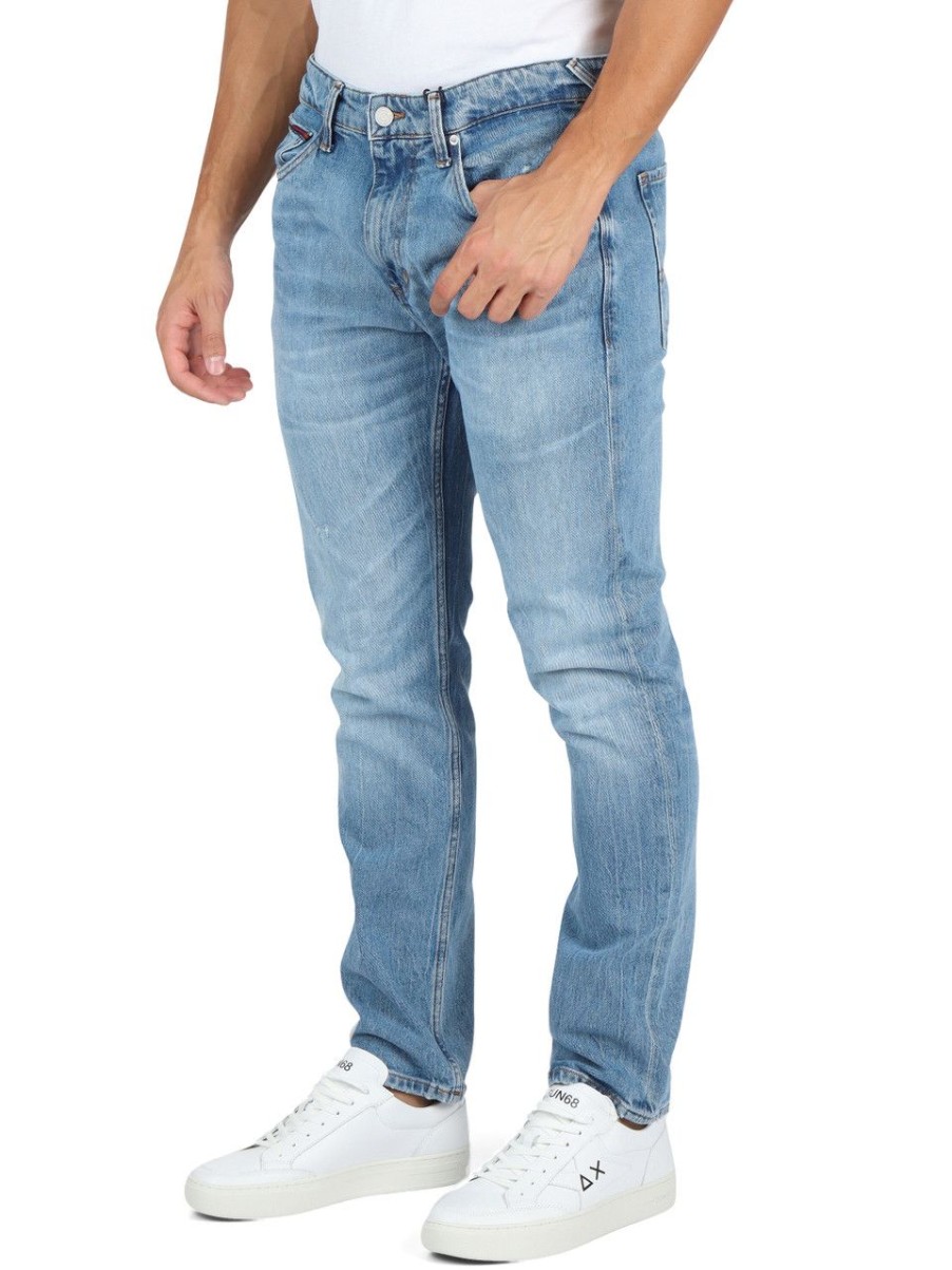 Uomo TOMMY JEANS | Pantalone Jeans Cinque Tasche Scanton Slim Fit Blu Chiaro