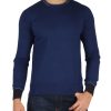 Uomo FRED MELLO | Maglia Girocollo In Cotone E Lana Con Ricamo Logo Blu