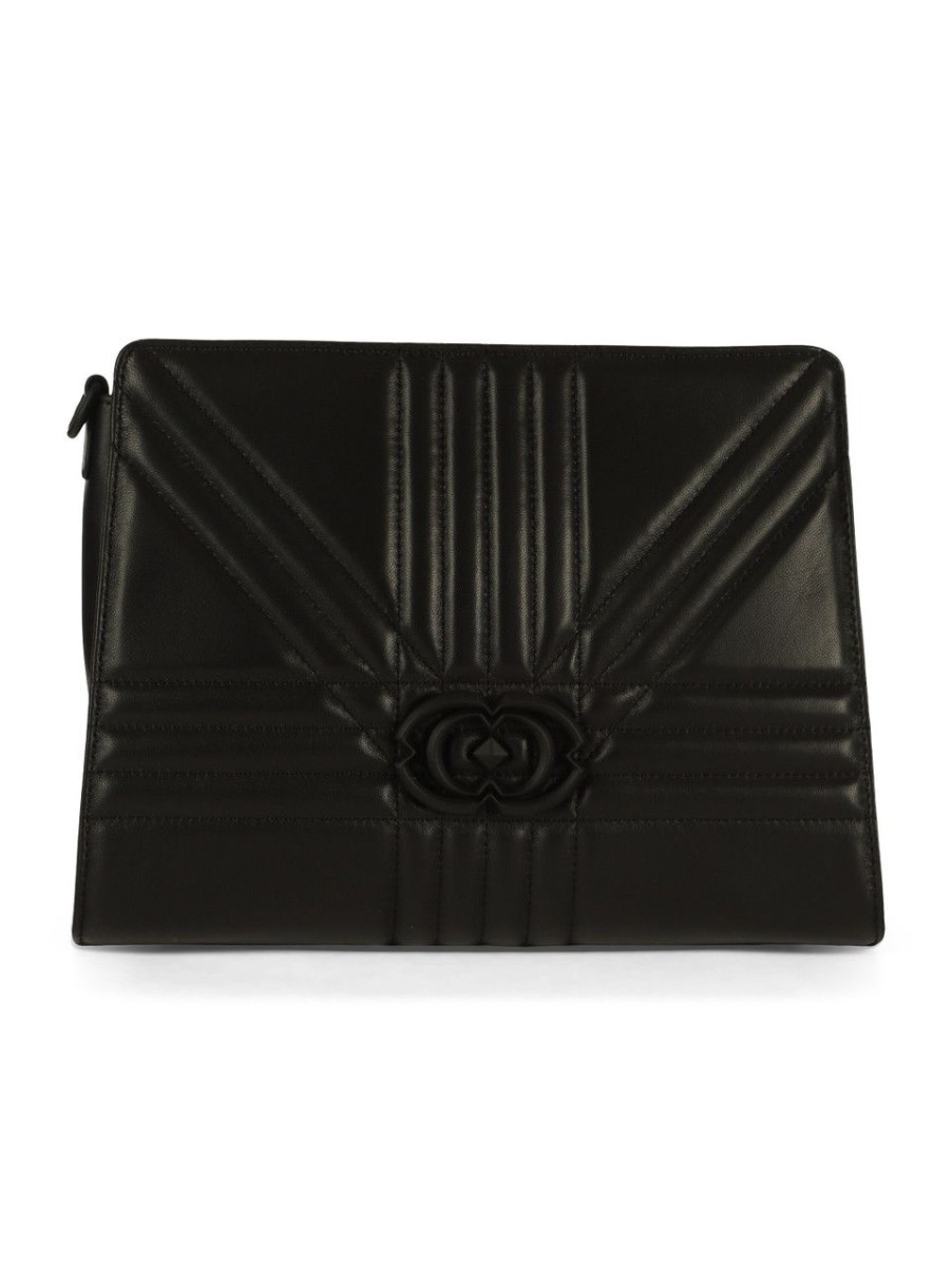 Donna LA CARRIE | Borsa A Mano In Pelle Grate Medium Nero