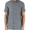 Uomo ARMANI EXCHANGE | Camicia In Lino E Cotone Con Scritta Logo Blu