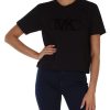 Donna MICHAEL MICHAEL KORS | T-Shirt In Cotone Organico Con Patch Logo In Velluto Nero