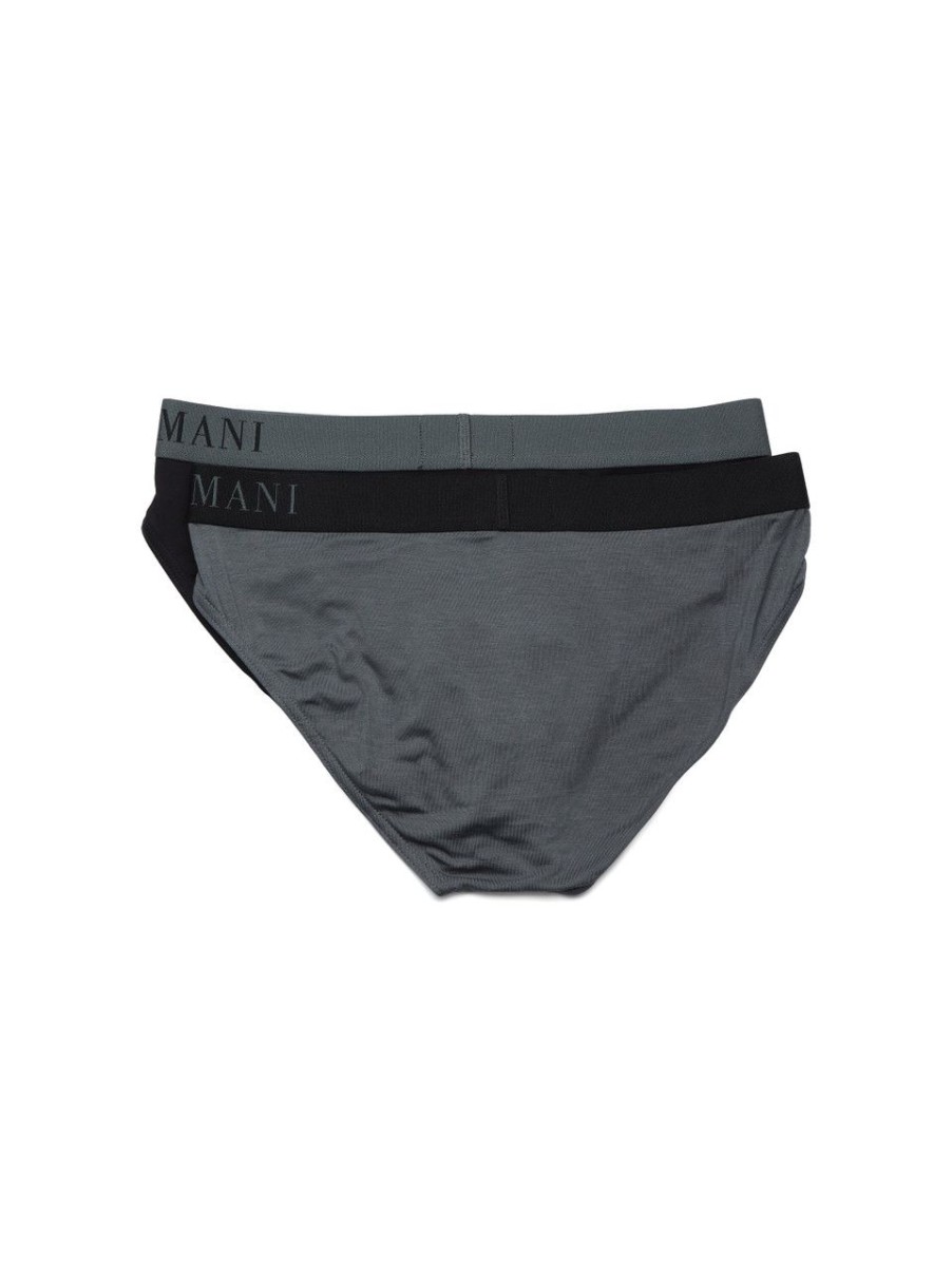 Uomo EMPORIO ARMANI | Il Set Comprende Due Paia Di Slip In Viscosa Stretch Nero