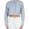 Donna PINKO | Camicia Cropped Pergusa In Misto Cotone A Righe