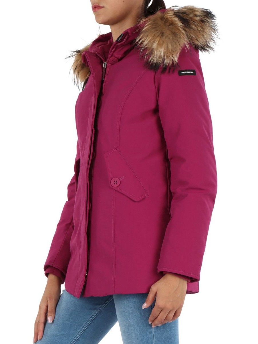 Donna FREEDOMDAY | Piumino In Misto Cotone New Chamois Fucsia