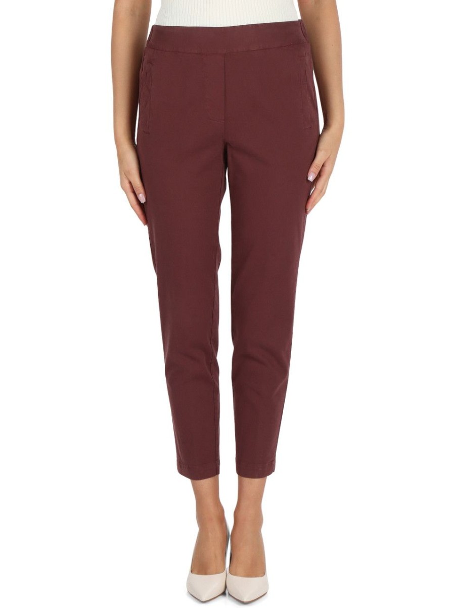 Donna ALESSIA SANTI | Pantalone In Cotone E Viscosa Stretch Bordeaux