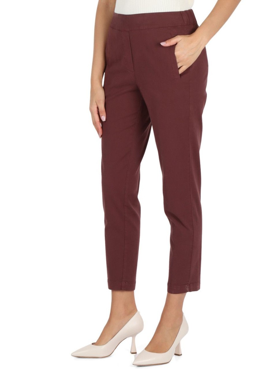 Donna ALESSIA SANTI | Pantalone In Cotone E Viscosa Stretch Bordeaux