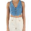 Donna TWINSET | Gilet Cropped In Denim Blu