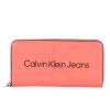 Donna CALVIN KLEIN JEANS | Portafoglio In Ecopelle Con Scritta Logo Frontale Rosso Chiaro