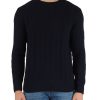 Uomo REFABRICS | Maglia Girocollo A Trecce In Cashmere Blu Scuro