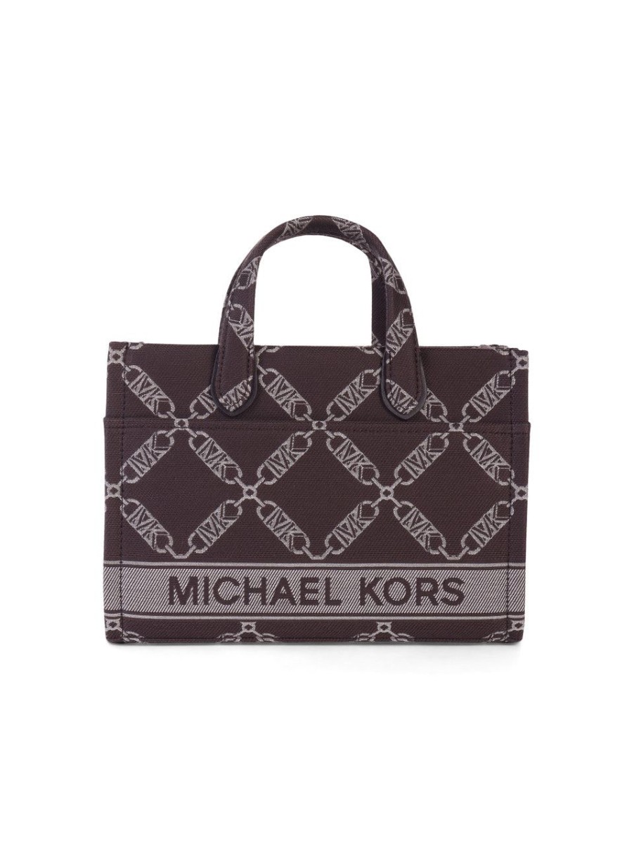 Donna MICHAEL MICHAEL KORS | Borsa A Mano Gigi Piccola Con Logo Jacquard Marrone