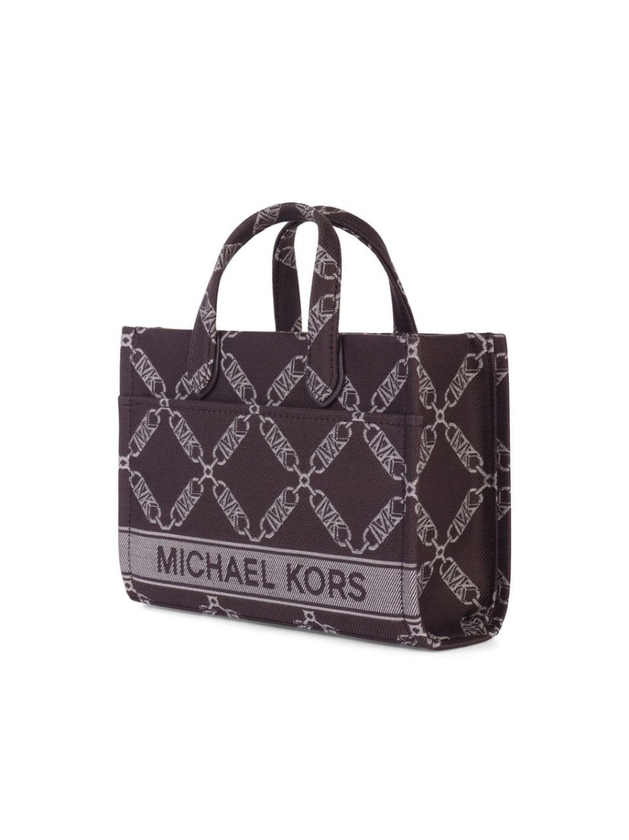 Donna MICHAEL MICHAEL KORS | Borsa A Mano Gigi Piccola Con Logo Jacquard Marrone