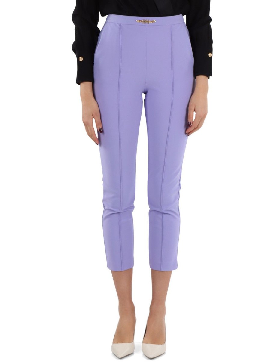 Donna ELISABETTA FRANCHI | Pantalone In Tessuto Tecnico Bielastico Viola Chiaro