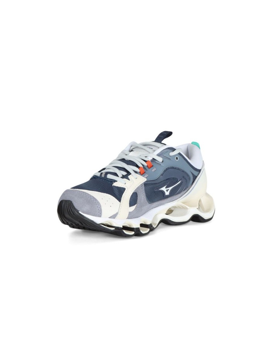 Uomo MIZUNO | Sneakers Running In Pelle E Tessuto Wave Prophecy Ls Blu