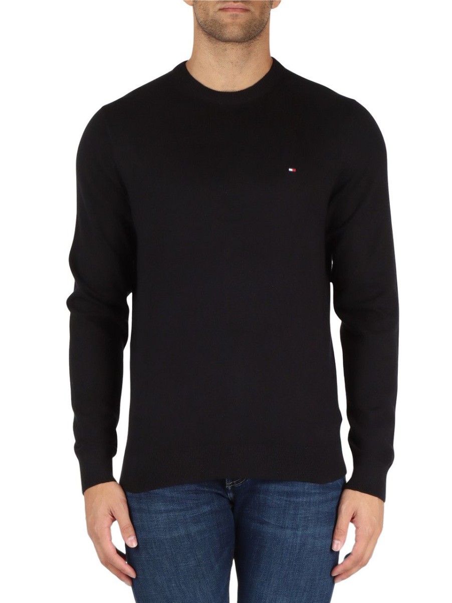 Uomo TOMMY HILFIGER | Maglia Girocollo In Cotone E Cashmere Nero