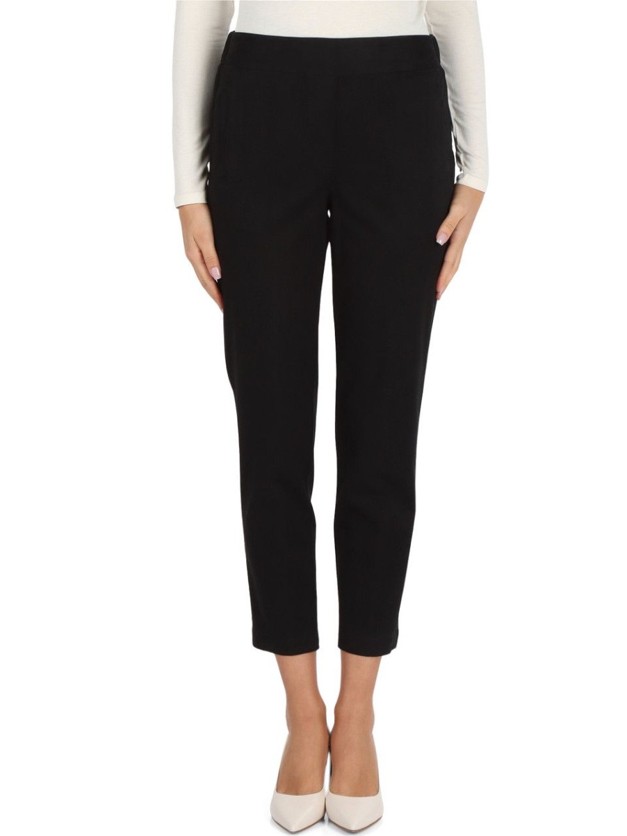 Donna ALESSIA SANTI | Pantalone In Cotone E Viscosa Stretch Nero