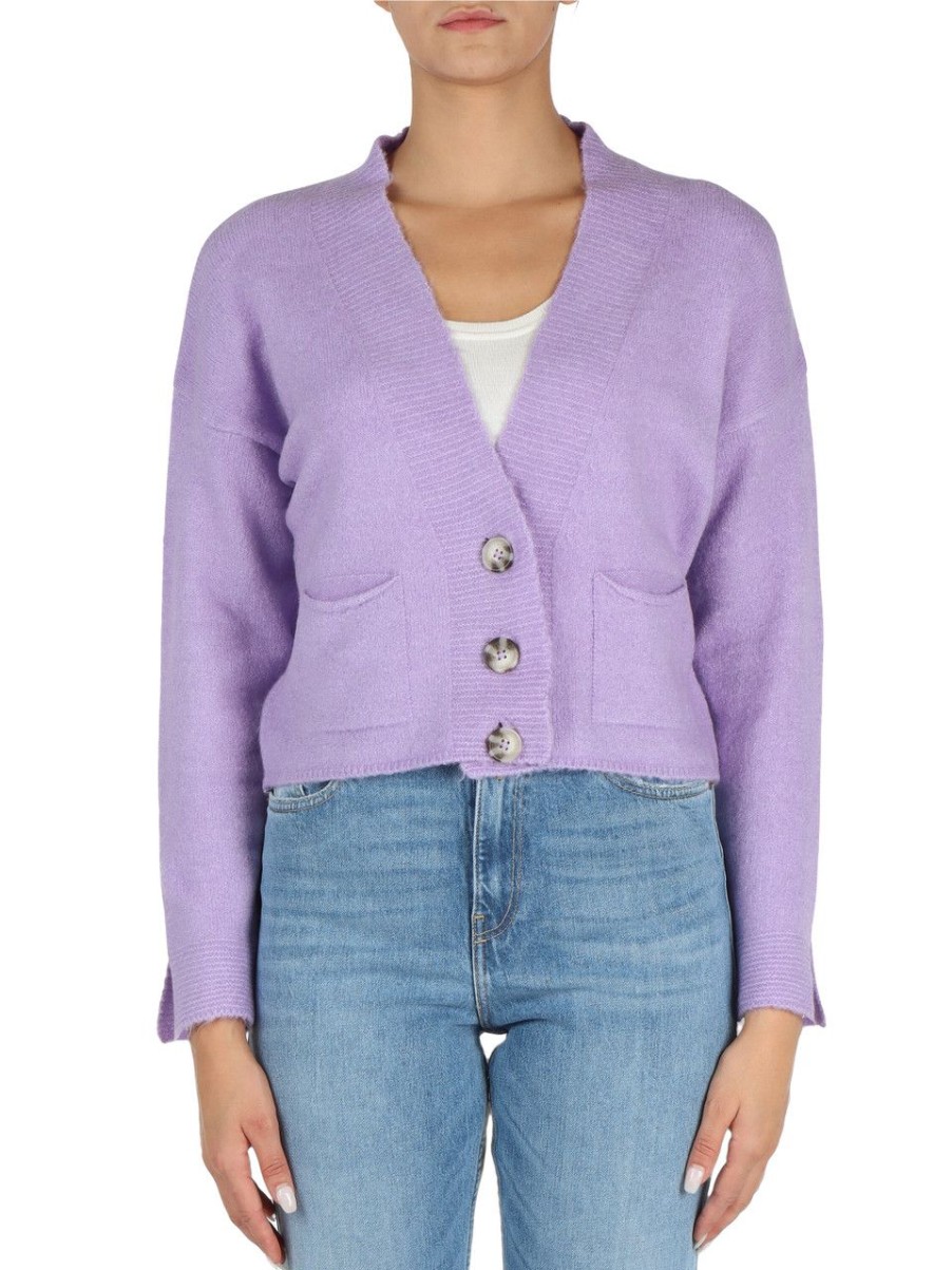 Donna MARKUP | Cardigan Con Tasche Frontali Viola Chiaro