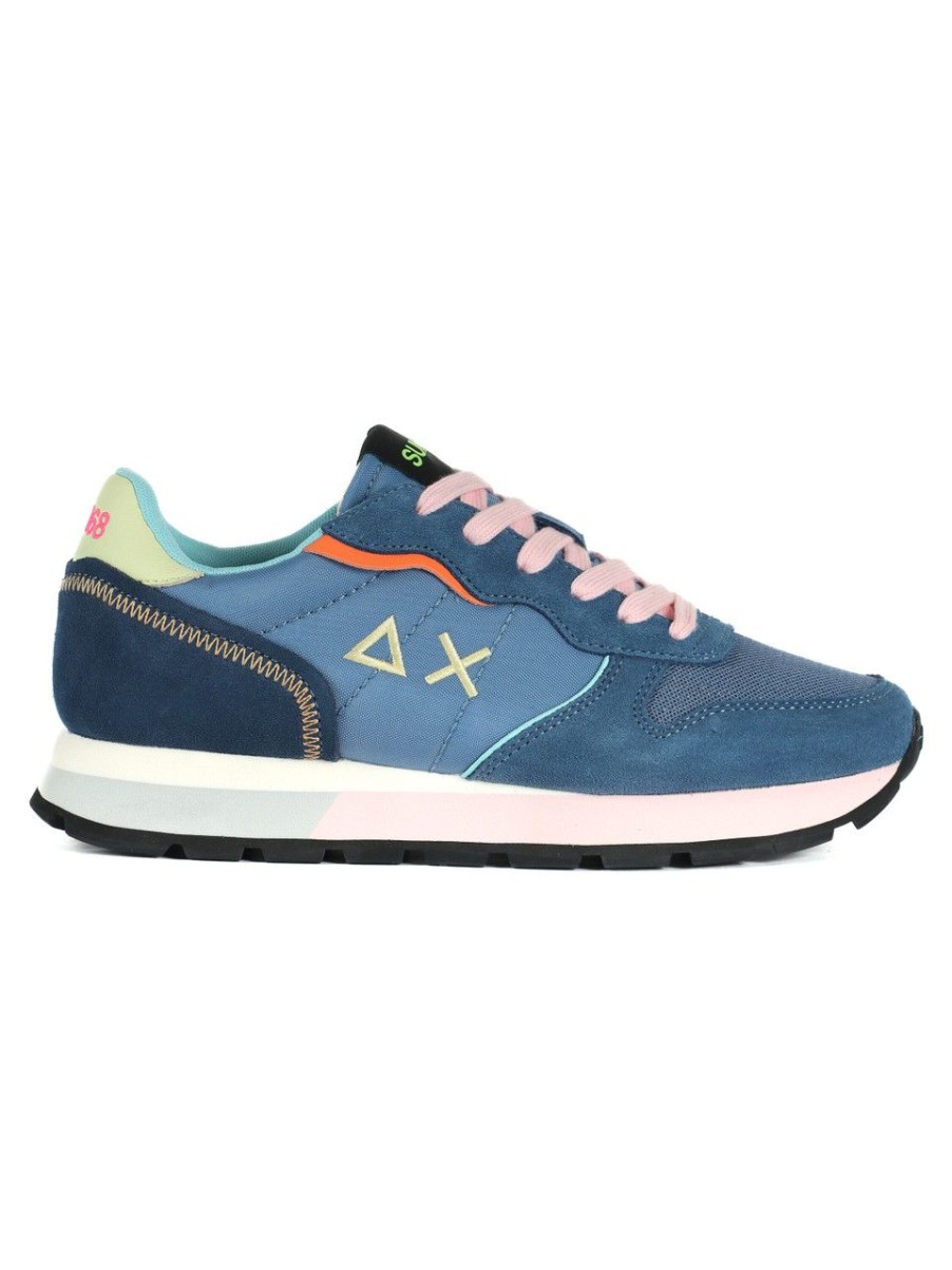 Donna SUN68 | Sneakers In Pelle E Tessuto Ally Color Explosion Blu Chiaro