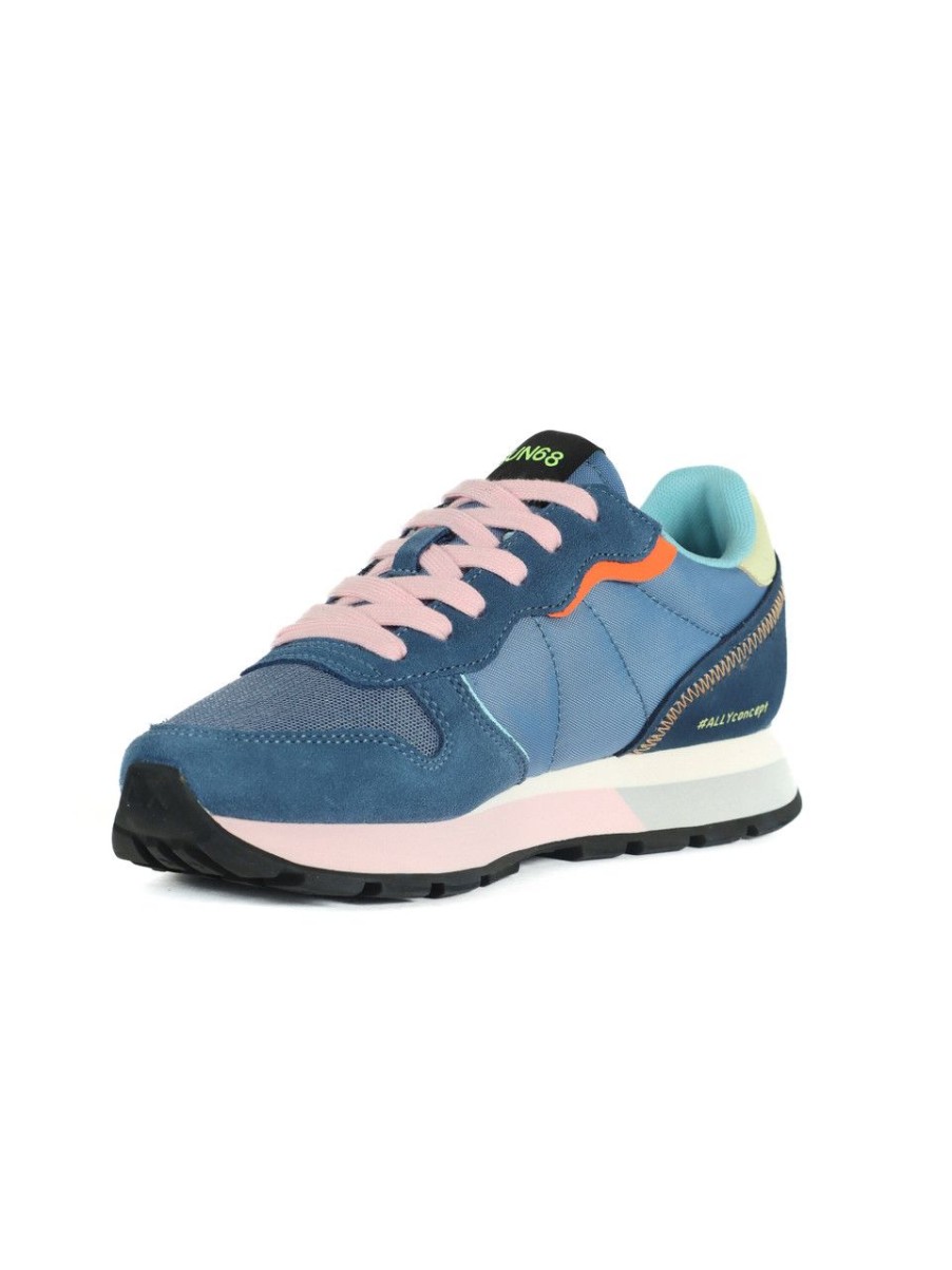 Donna SUN68 | Sneakers In Pelle E Tessuto Ally Color Explosion Blu Chiaro