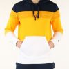 Uomo CHAMPION | Felpa Color Block In Misto Cotone Con Cappuccio Giallo