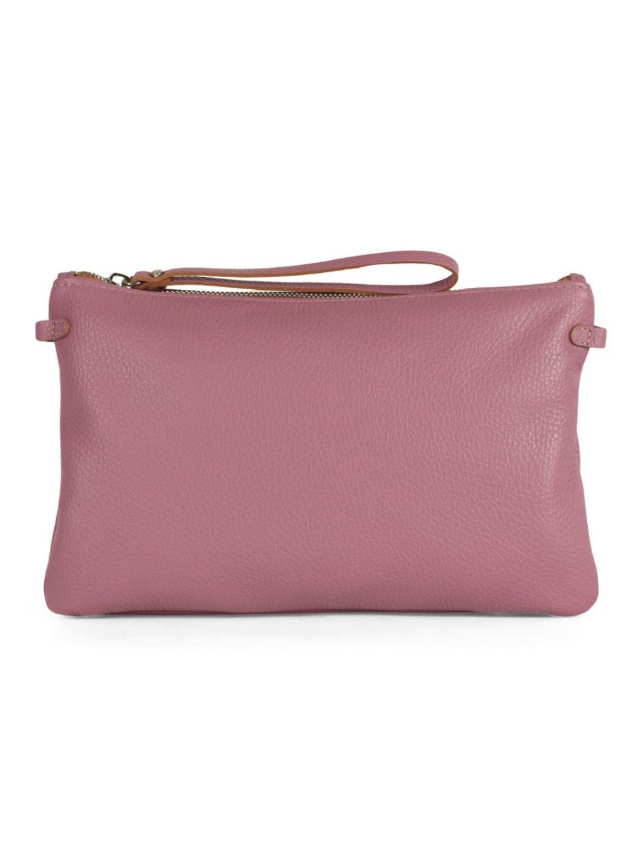 Donna GIANNI CHIARINI | Pochette Hermy In Pelle Grana Dollaro Viola Chiaro