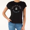 Donna GUESS | T-Shirt In Cotone Con Logo In Strass Nero