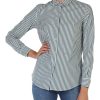 Donna SUN68 | Camicia In Cotone A Righe Con Ricamo Logo Verde