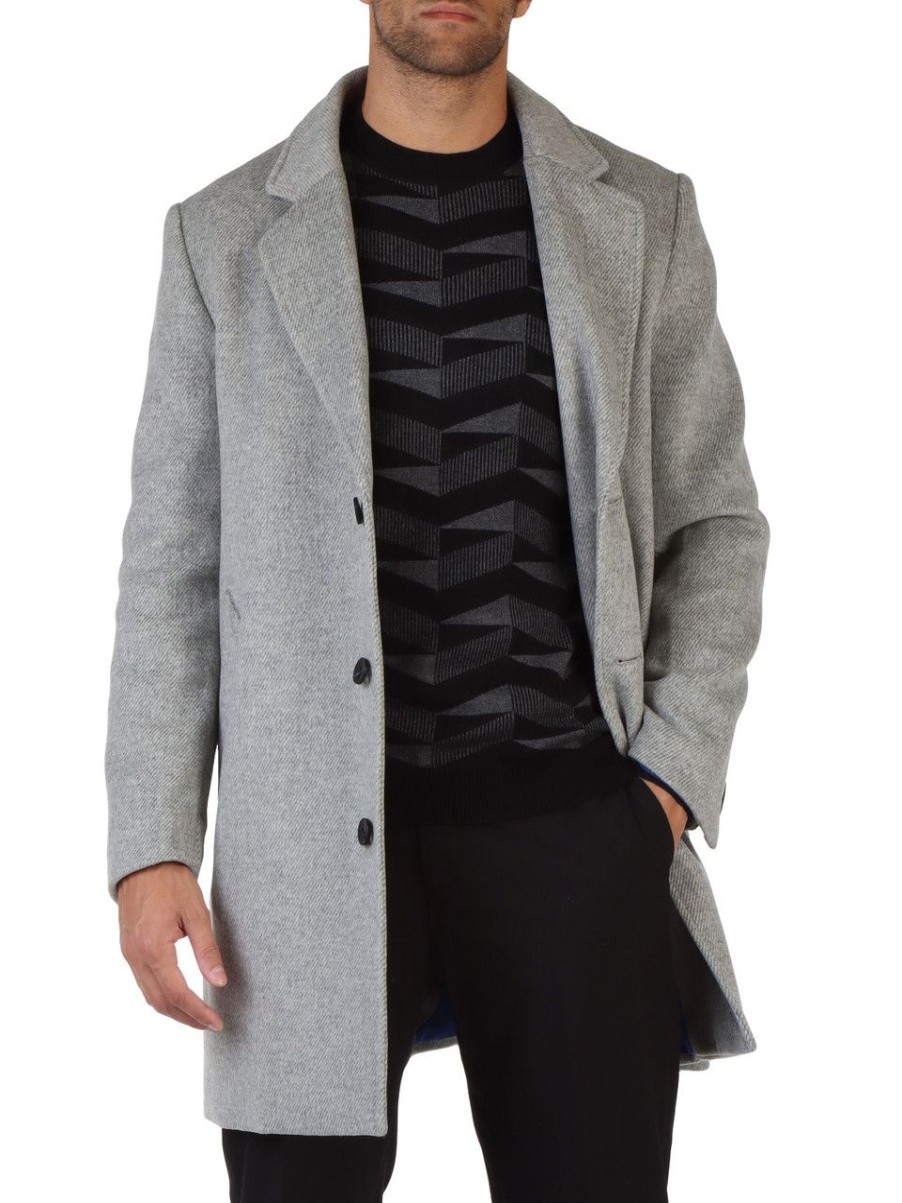 Uomo ANTONY MORATO | Cappotto In Misto Lana Mathias Regular Fit Grigio Chiaro