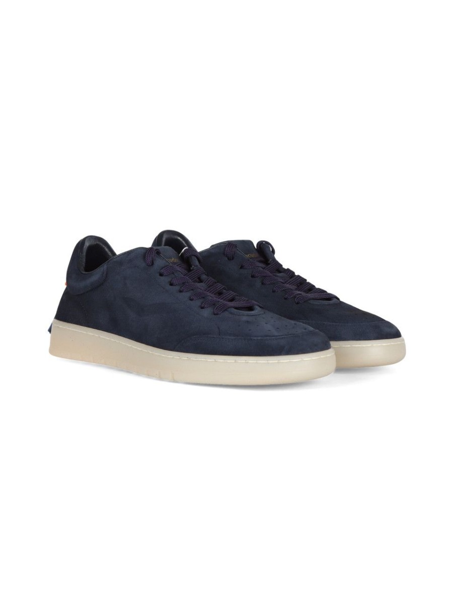 Uomo BARRACUDA | Sneakers In Pelle Scamosciata Con Scritta Logo Blu Scuro