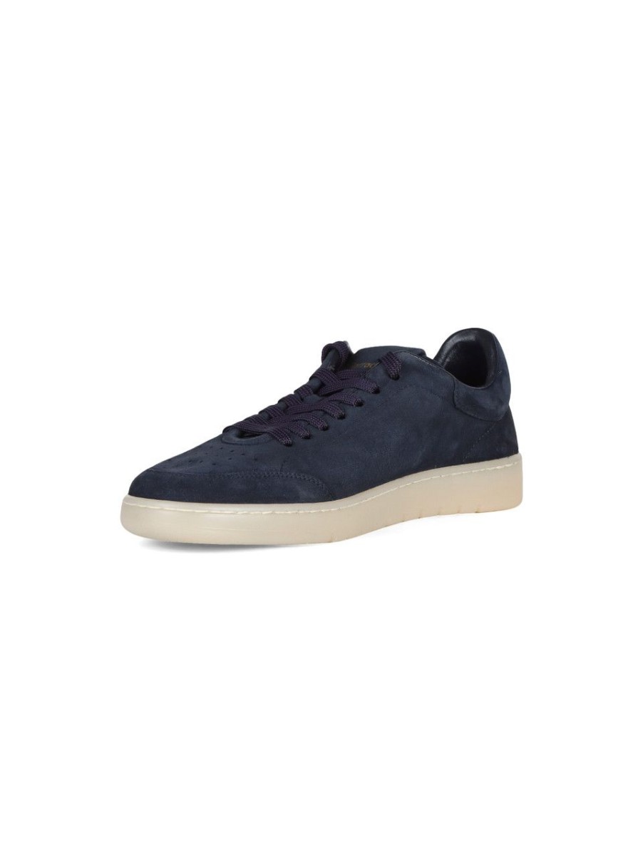 Uomo BARRACUDA | Sneakers In Pelle Scamosciata Con Scritta Logo Blu Scuro