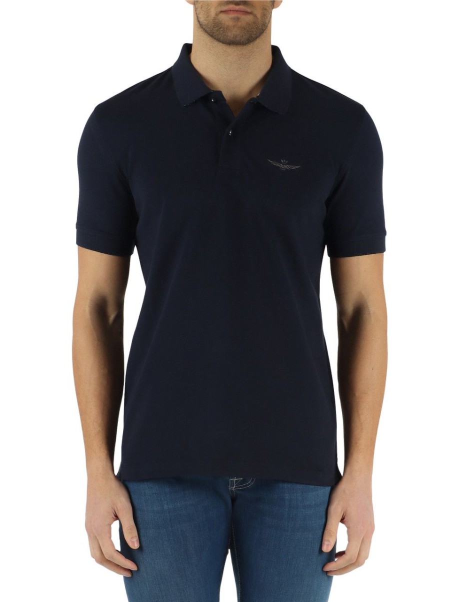 Uomo AERONAUTICA MILITARE | Polo In Cotone Piquet Stretch Blu Scuro