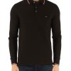 Uomo TOMMY HILFIGER | Polo Slim Fit A Maniche Lunghe In Cotone Piquet Stretch Nero