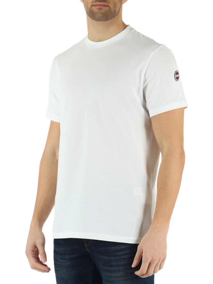 Uomo COLMAR | T-Shirt Regular Fit Start In Cotone Piquet Bianco