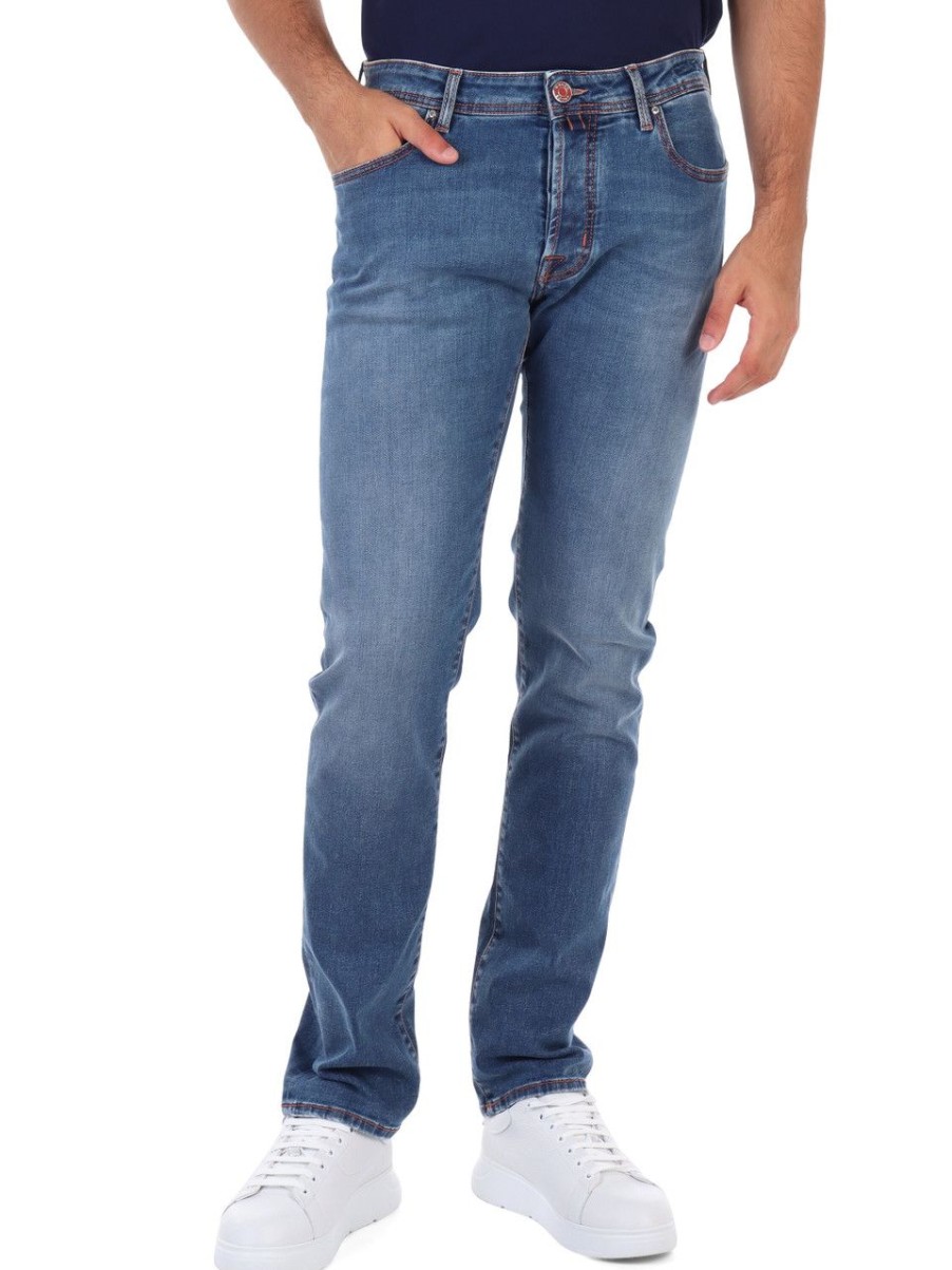 Uomo JACOB COHEN | Pantalone Jeans Cinque Tasche Bard Slim Fit Blu Chiaro