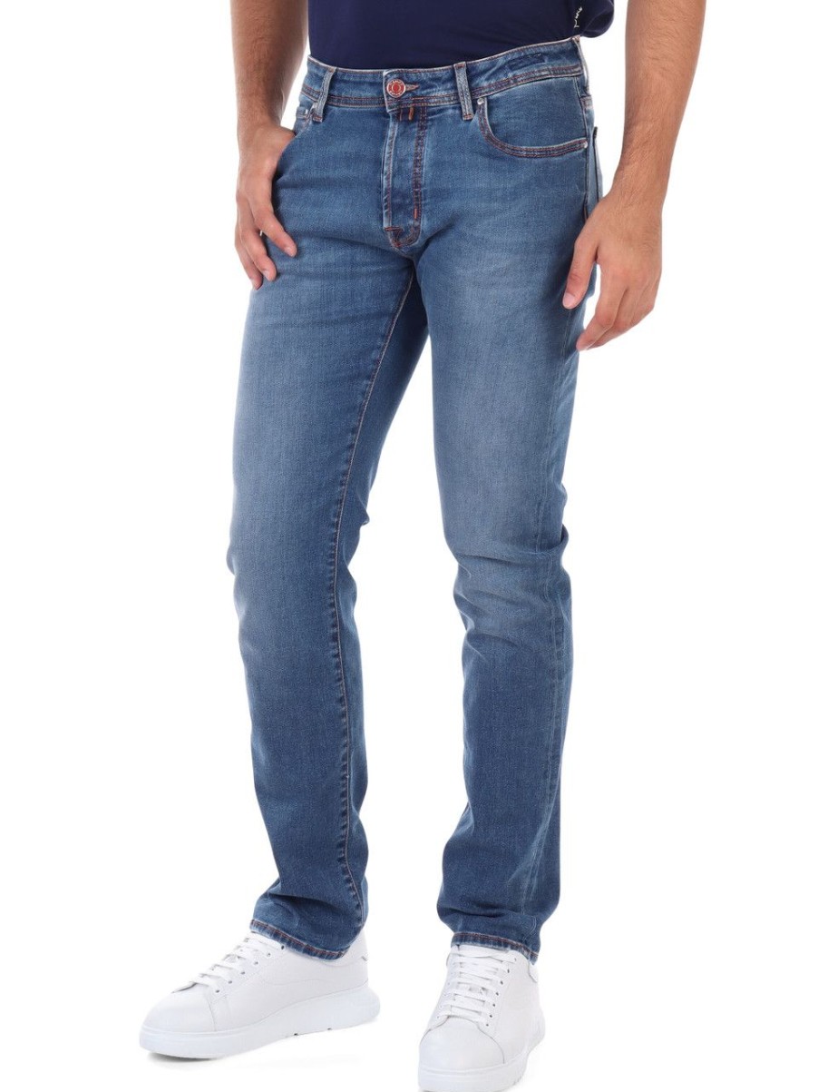 Uomo JACOB COHEN | Pantalone Jeans Cinque Tasche Bard Slim Fit Blu Chiaro