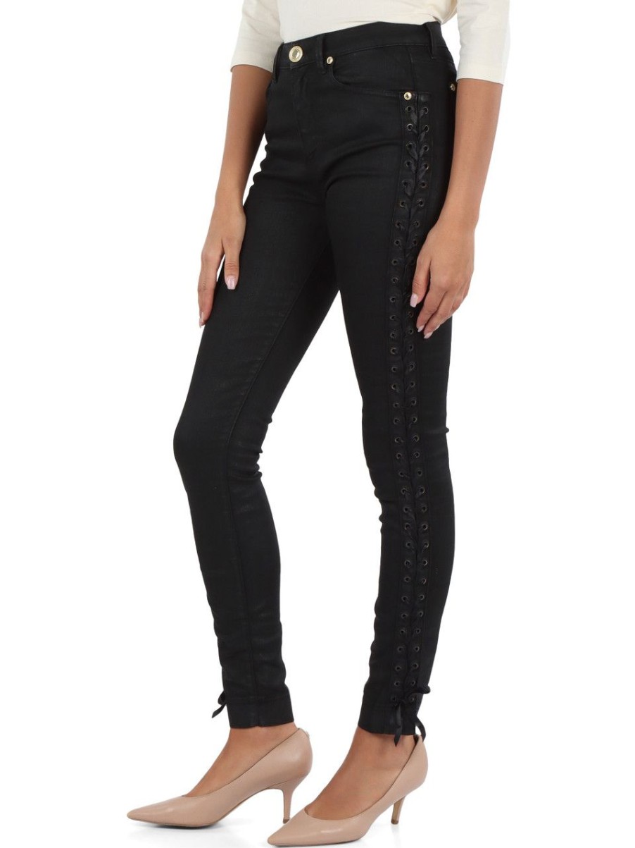 Donna MARCIANO GUESS | Pantalone Jeans Cinque Tasche Con Dettagli Lacage Nero