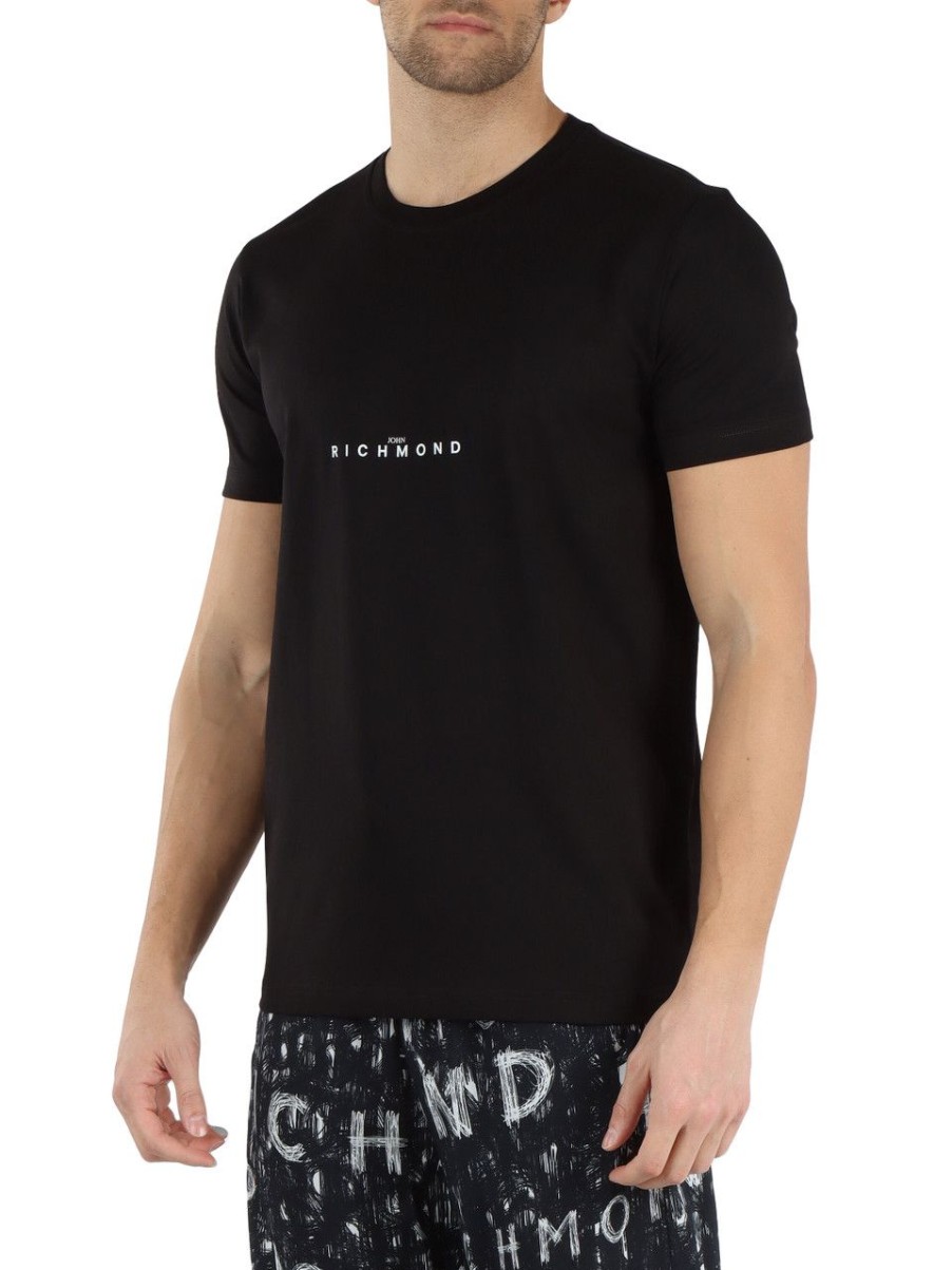 Uomo RICHMOND | T-Shirt In Cotone Con Scritta Logo Nero