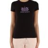 Donna ARMANI EXCHANGE | T-Shirt In Cotone Stretch Slim Fit Con Stampa Logo Nero